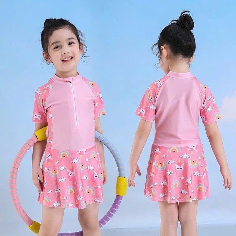 BB05 _ Đồ bơi bé gái dáng váy quần họa tiết cầu vồng dễ thương _ Beekids