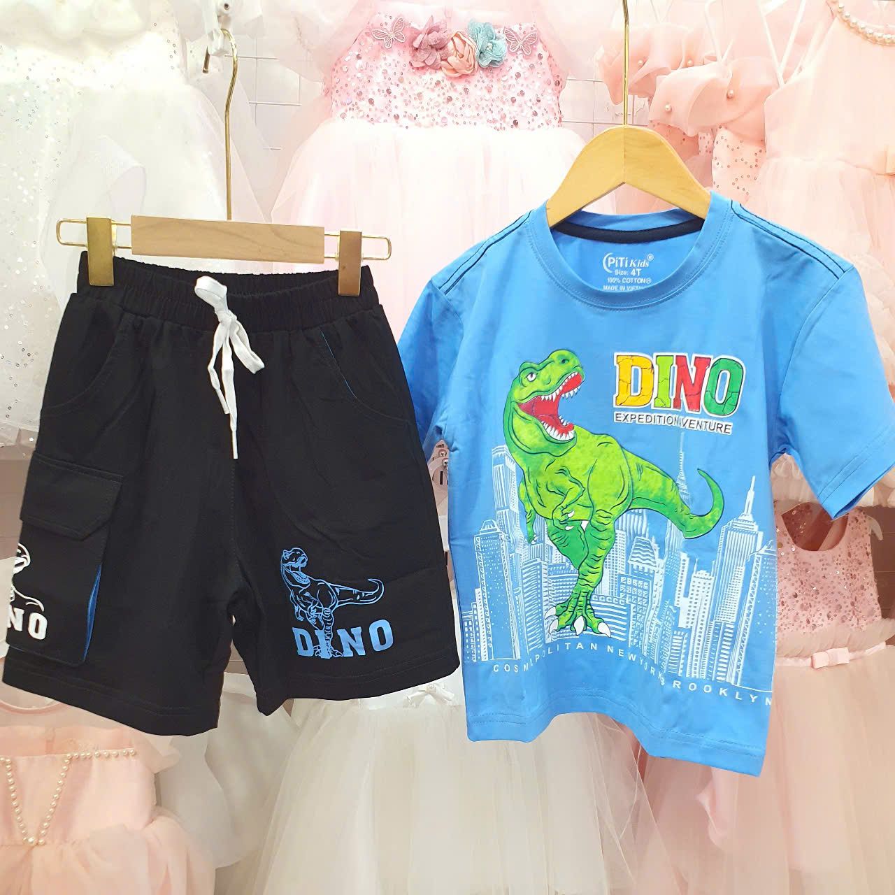 DB33 _ Bộ thun bé trai họa tiết khủng long Dino siêu dễ thương _ Beekids