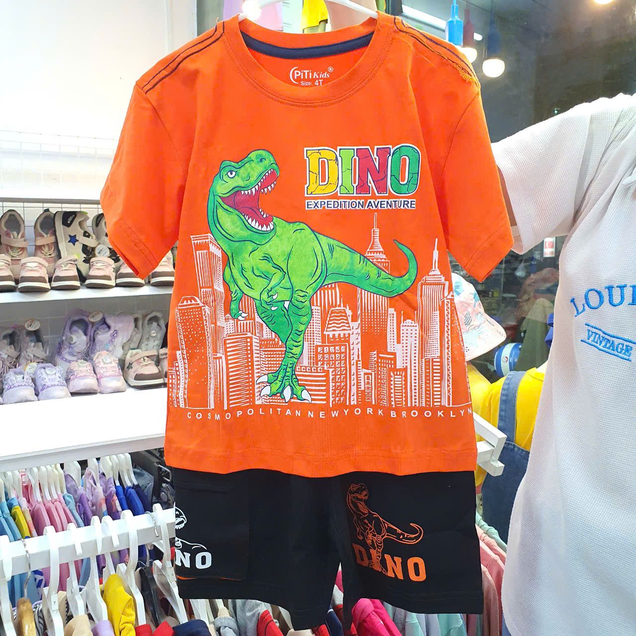 DB33 _ Bộ thun bé trai họa tiết khủng long Dino siêu dễ thương _ Beekids
