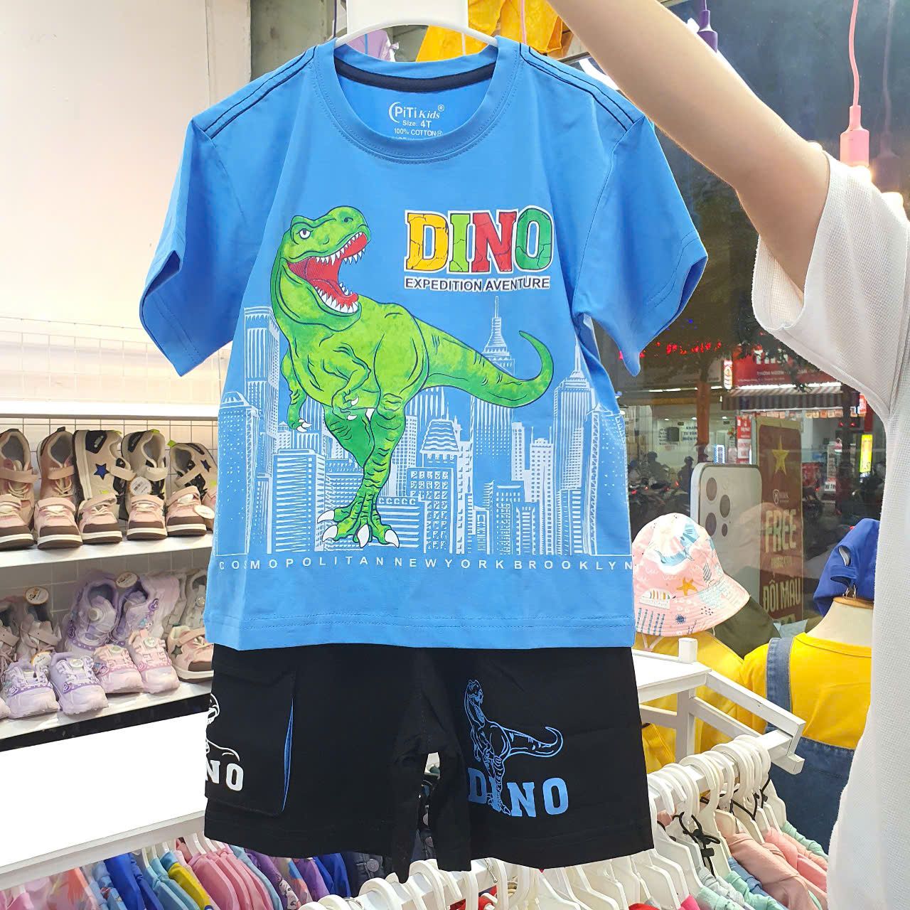 DB33 _ Bộ thun bé trai họa tiết khủng long Dino siêu dễ thương _ Beekids