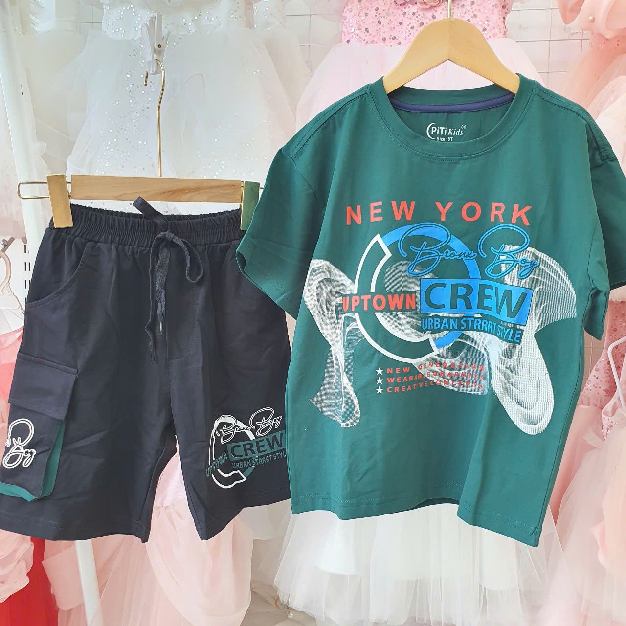 DB32 _ Bộ thun lửng bé trai từ 23kg đến 35kg chữ họa tiết thời trang _ Beekids