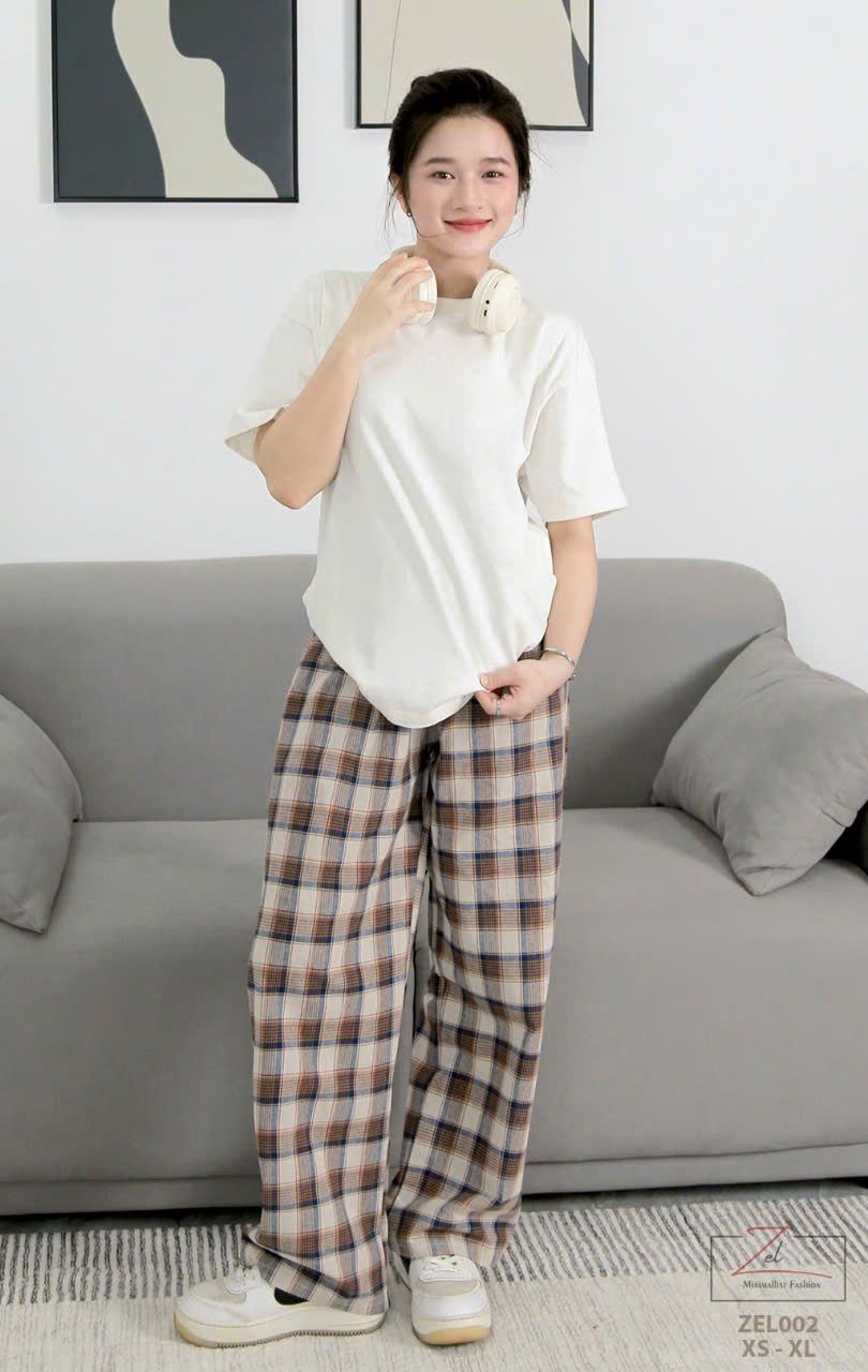 Q19 _ Quần caro ống suông cho bé gái tuổi teen phong cách năng động _ Beekids