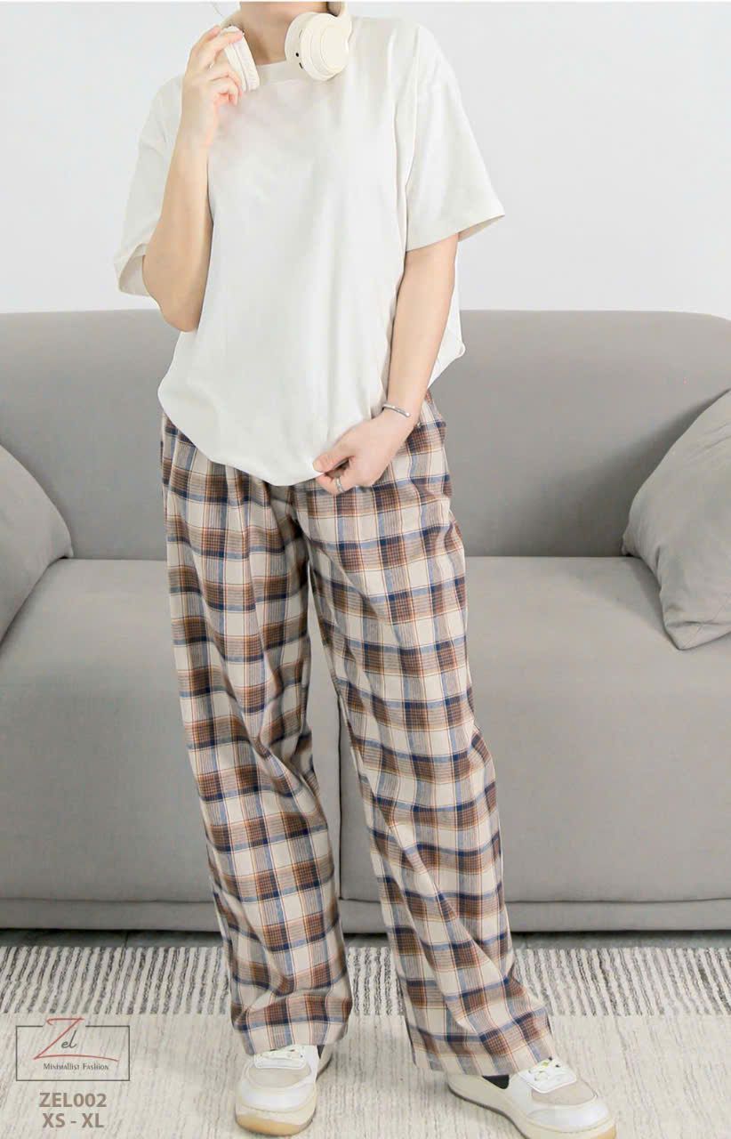 Q19 _ Quần caro ống suông cho bé gái tuổi teen phong cách năng động _ Beekids