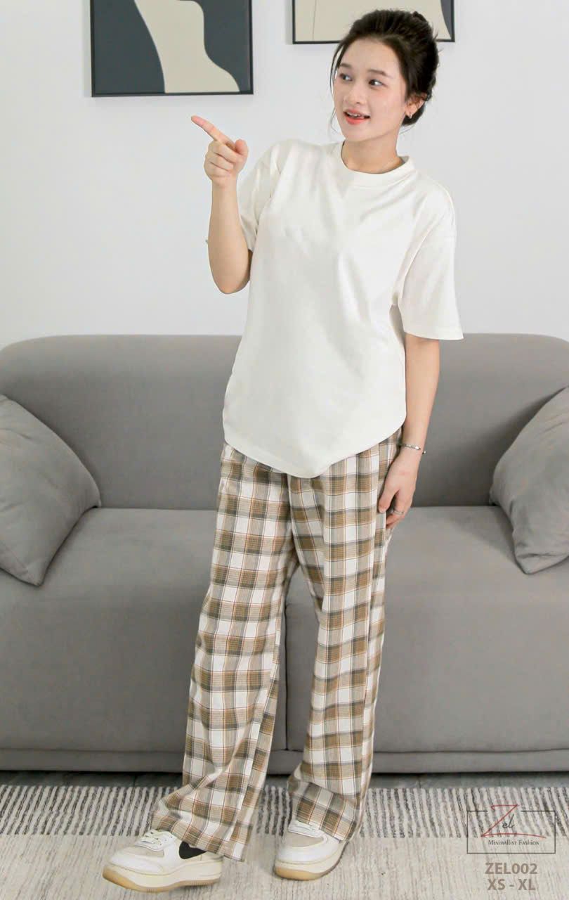 Q19 _ Quần caro ống suông cho bé gái tuổi teen phong cách năng động _ Beekids