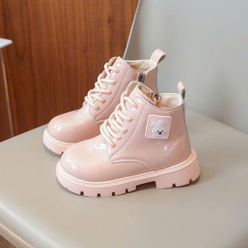 GI06 _ Giày boot bé gái da bóng màu hồng xinh xắn ngọt ngào _ Beekids