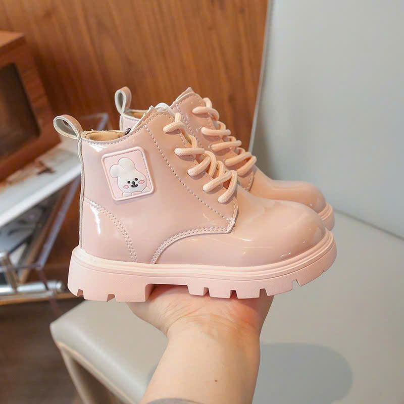 GI06 _ Giày boot bé gái da bóng màu hồng xinh xắn ngọt ngào _ Beekids