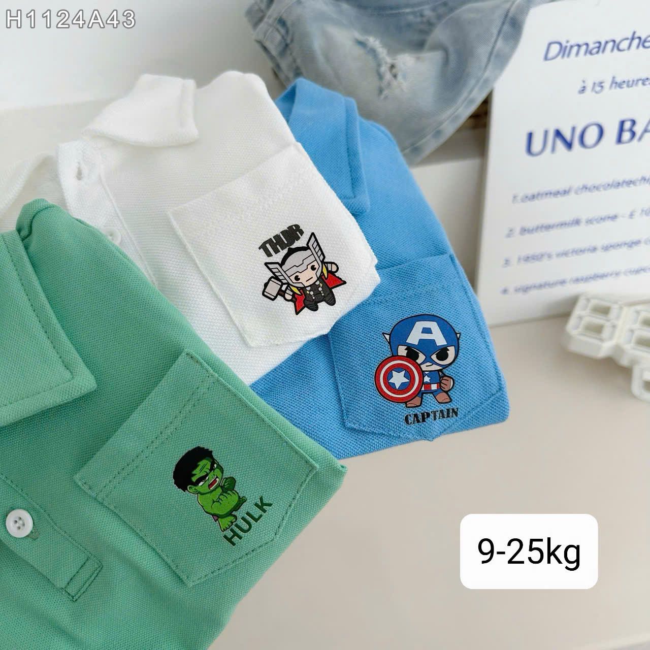 A27 _ Áo polo cho bé phối túi trước ngực in hình Marvel cực ngầu _ Beekids