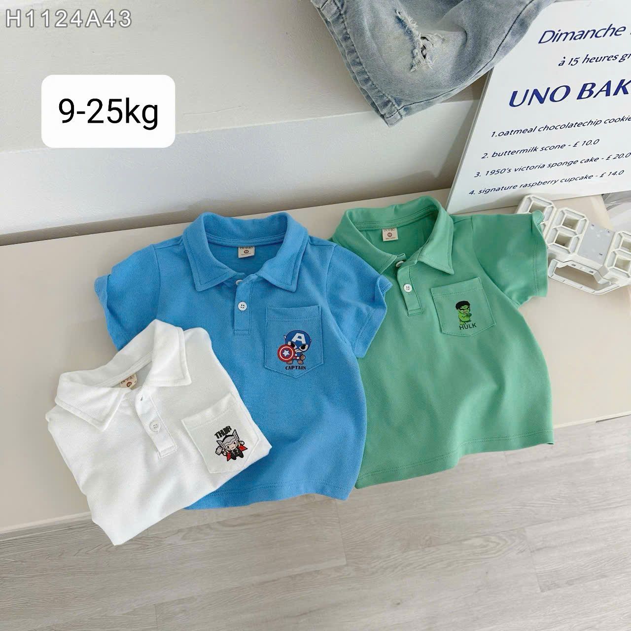 A27 _ Áo polo cho bé phối túi trước ngực in hình Marvel cực ngầu _ Beekids