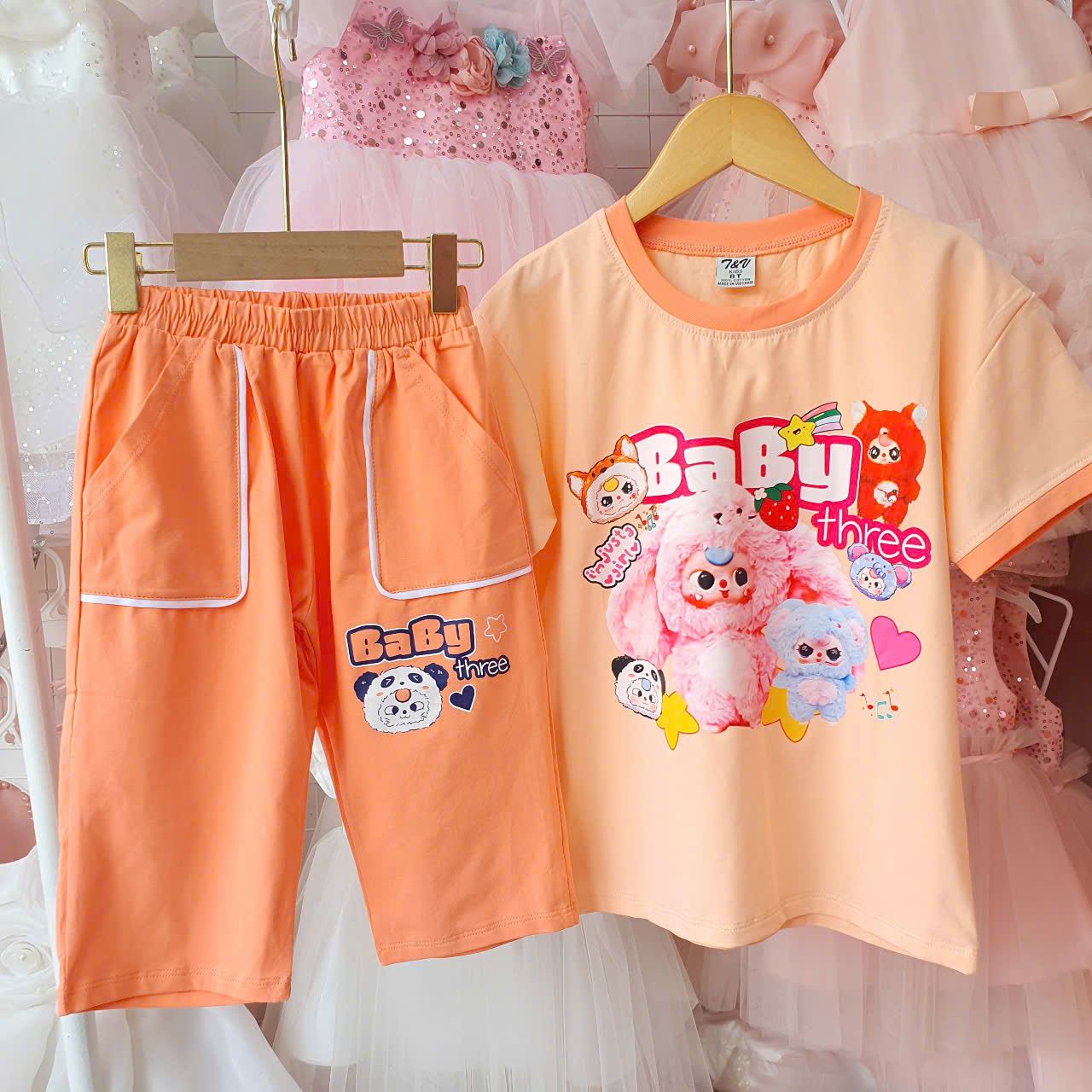 DB39 _ Đồ bộ lửng bé gái họa tiết Baby Three ngôi sao siêu dễ thương _ Beekids