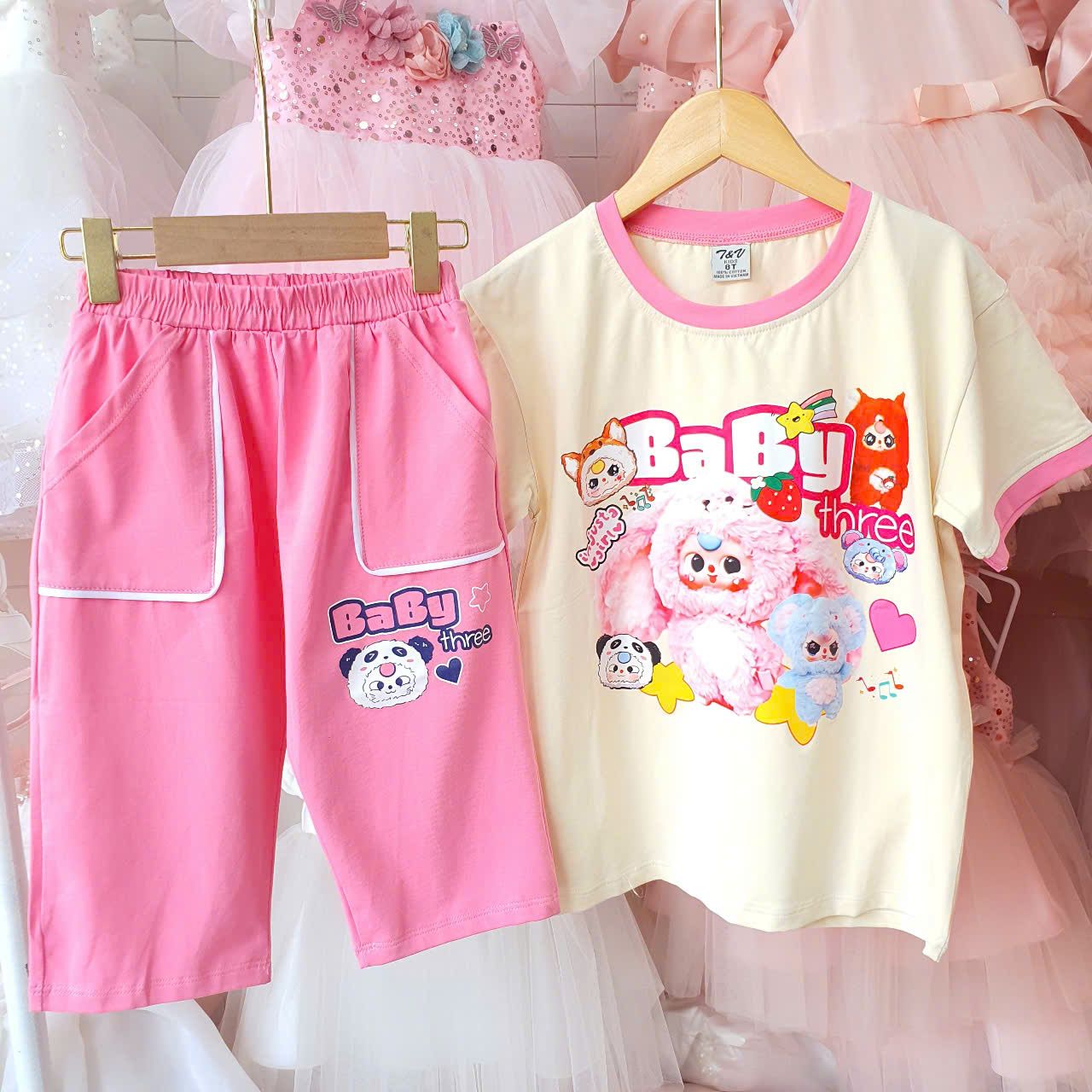 DB39 _ Đồ bộ lửng bé gái họa tiết Baby Three ngôi sao siêu dễ thương _ Beekids