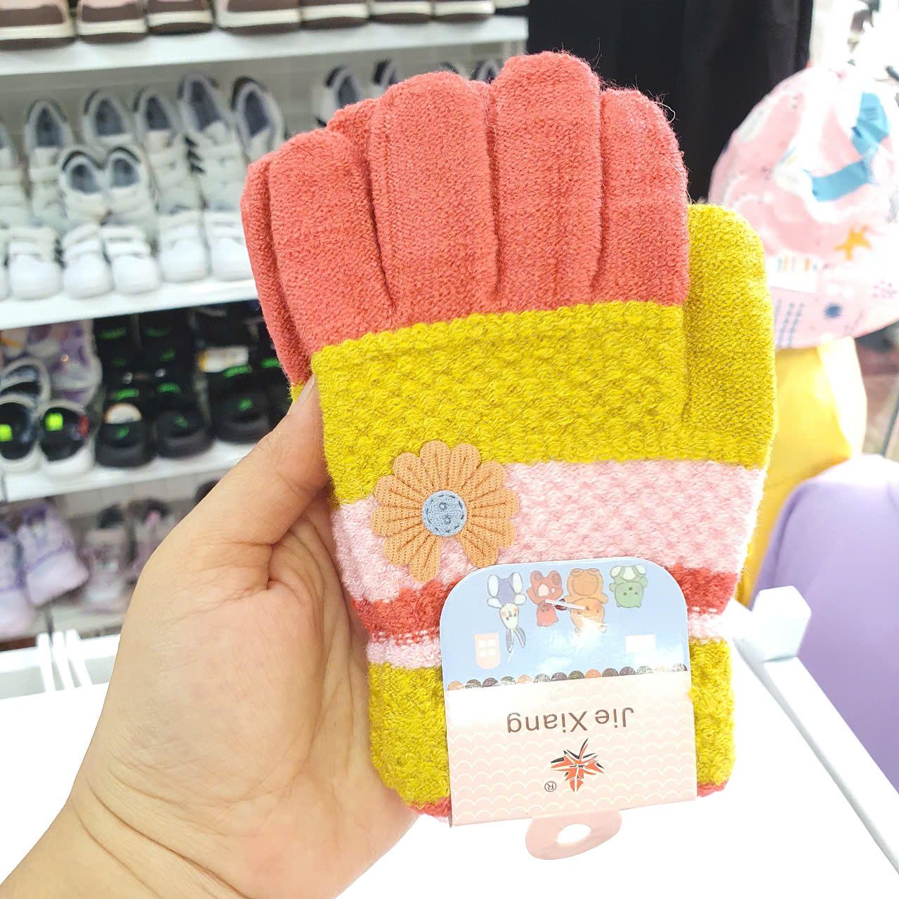 PK13_ Găng tay len giữ ấm cho bé gái và bé gái từ 3 đến 14 tuổi nhiều màu dễ thương _ Beekids