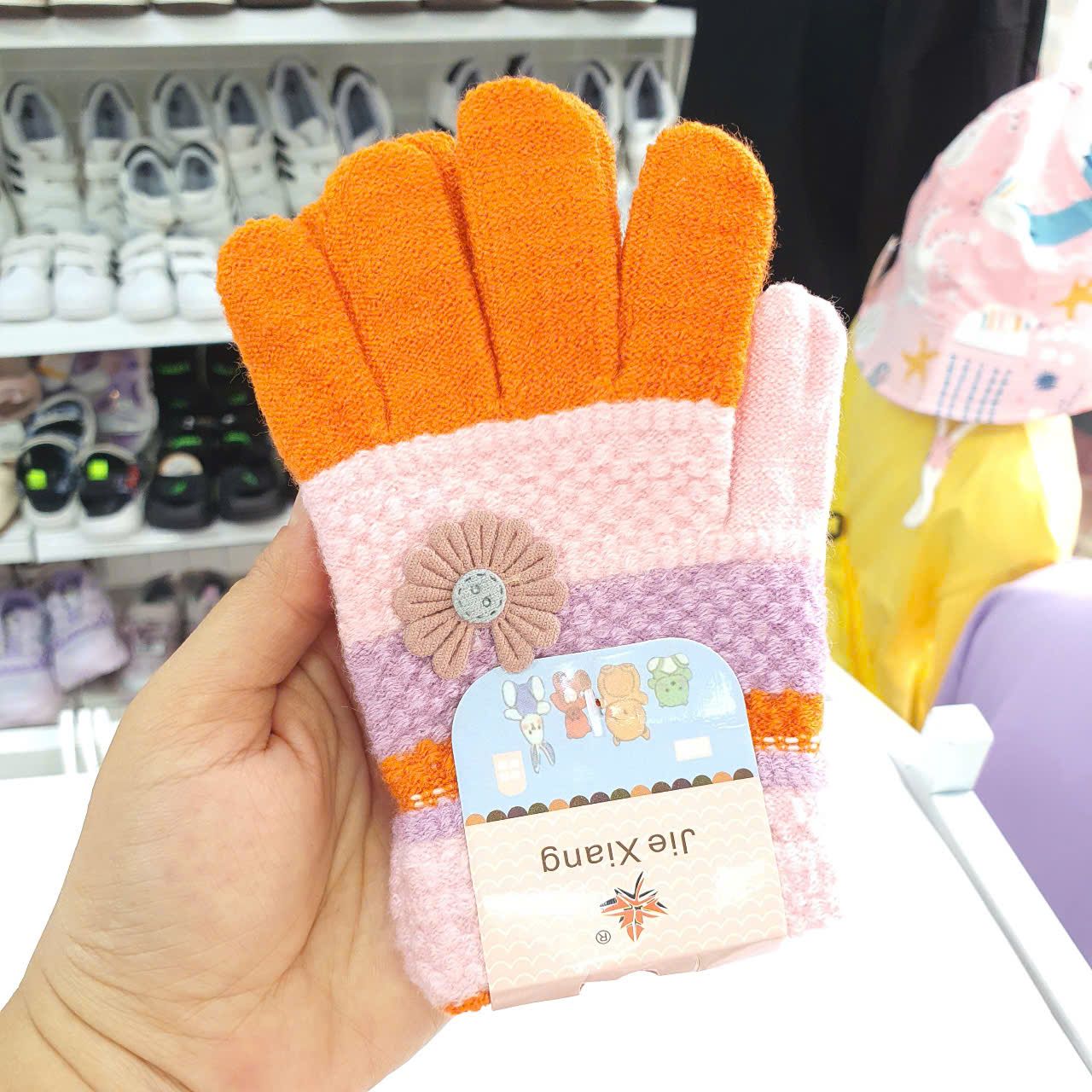 PK13_ Găng tay len giữ ấm cho bé gái và bé gái từ 3 đến 14 tuổi nhiều màu dễ thương _ Beekids