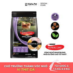 Thức ăn hạt Supercoat vị thịt gà cho chó trưởng thành - Vóc nhỏ (400g, 1.4kg, 8kg)