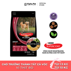 Thức ăn hạt Supercoat vị thịt bò cho chó trưởng thành - Vóc nhỏ (1.5kg, 10kg)