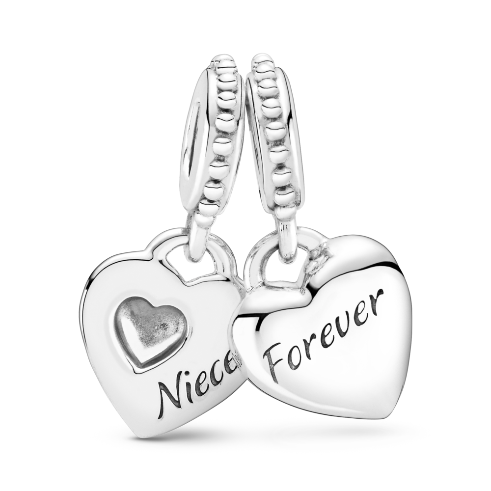 Aunt and niece hearts sterling silver split dangle