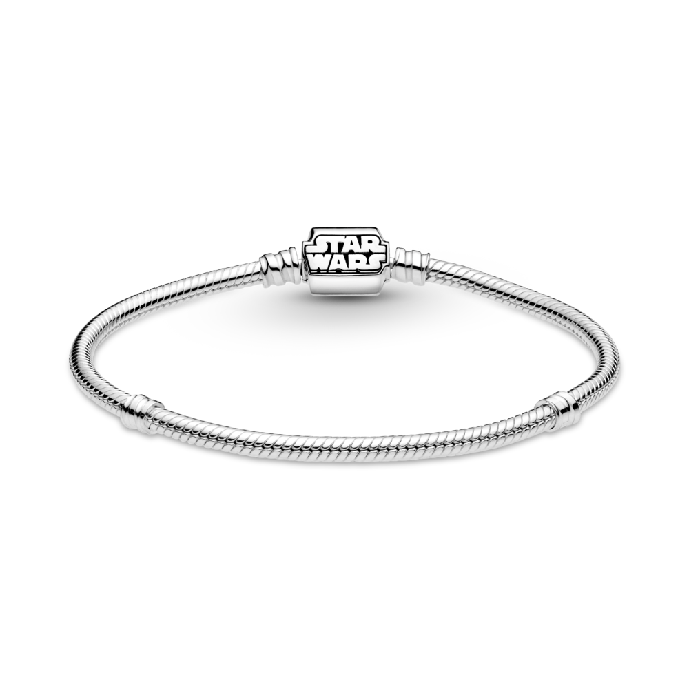 Snake chain sterling silver bracelet with Star Wars clasp