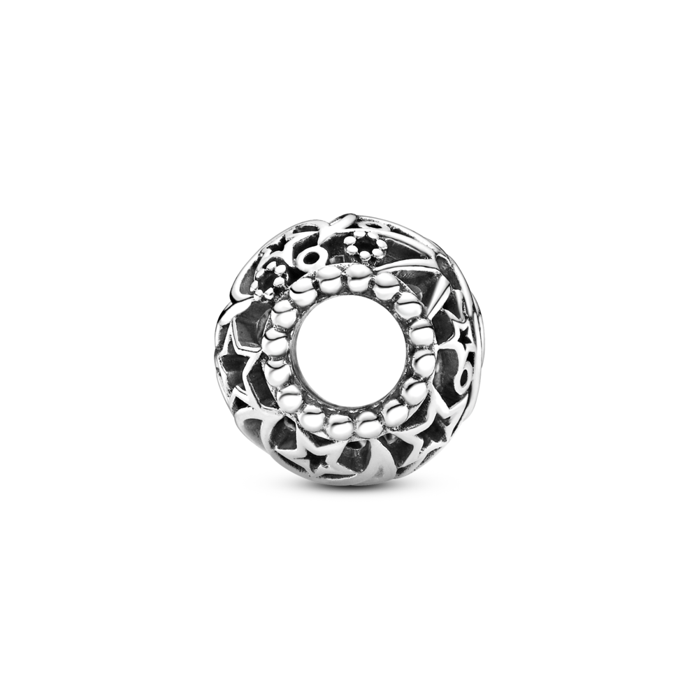 Moon and star sterling silver charm