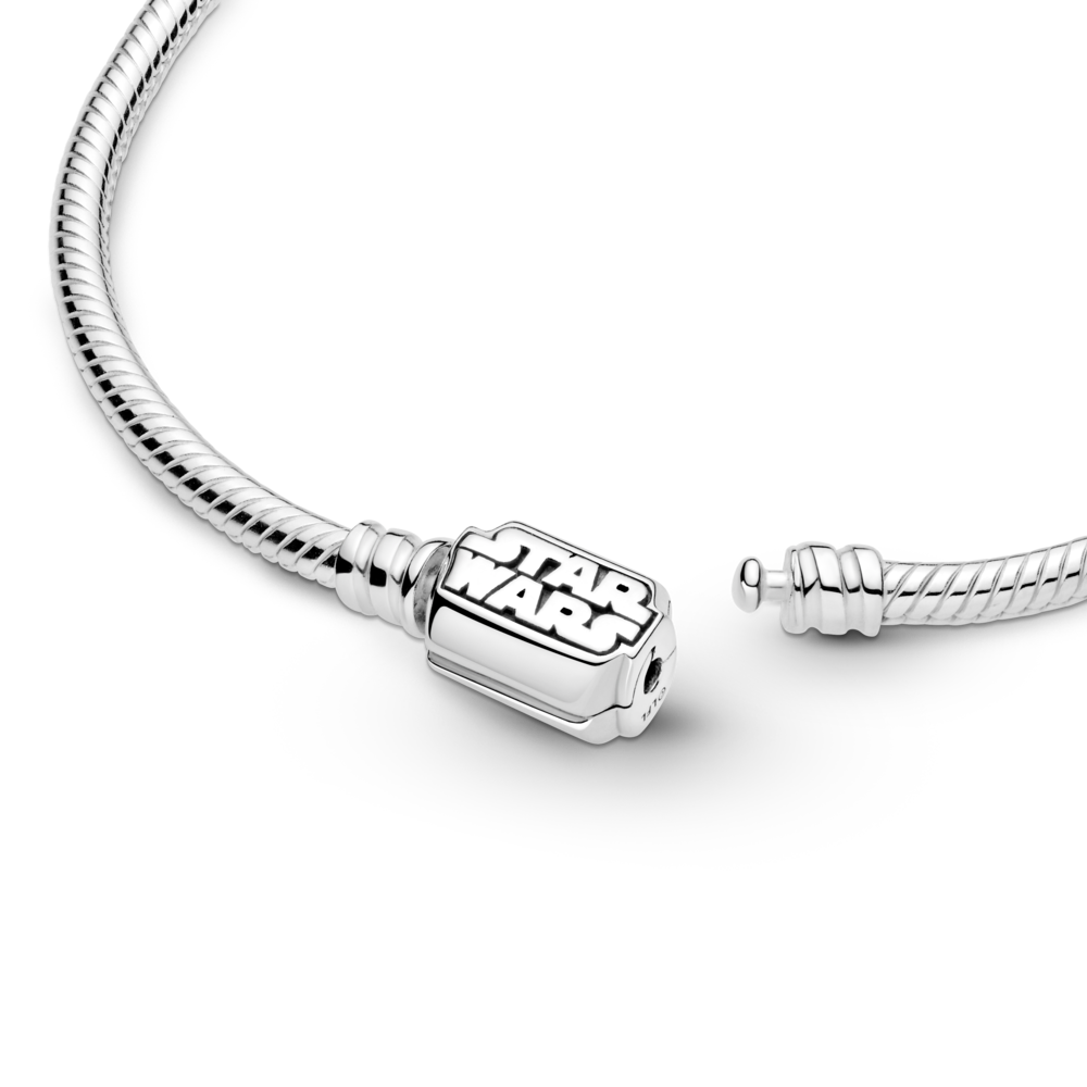 Snake chain sterling silver bracelet with Star Wars clasp