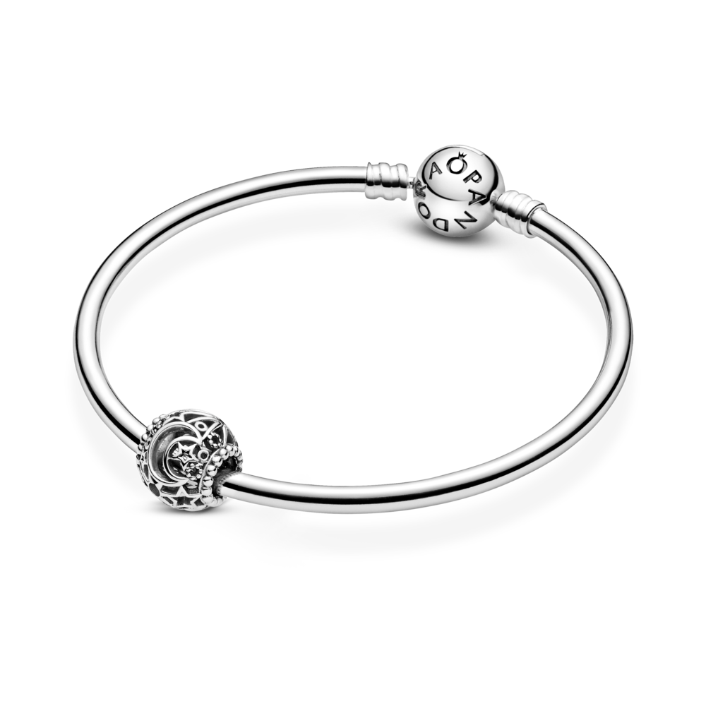 Moon and star sterling silver charm