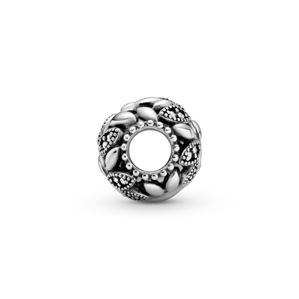 Family tree sterling silver charm with CZ