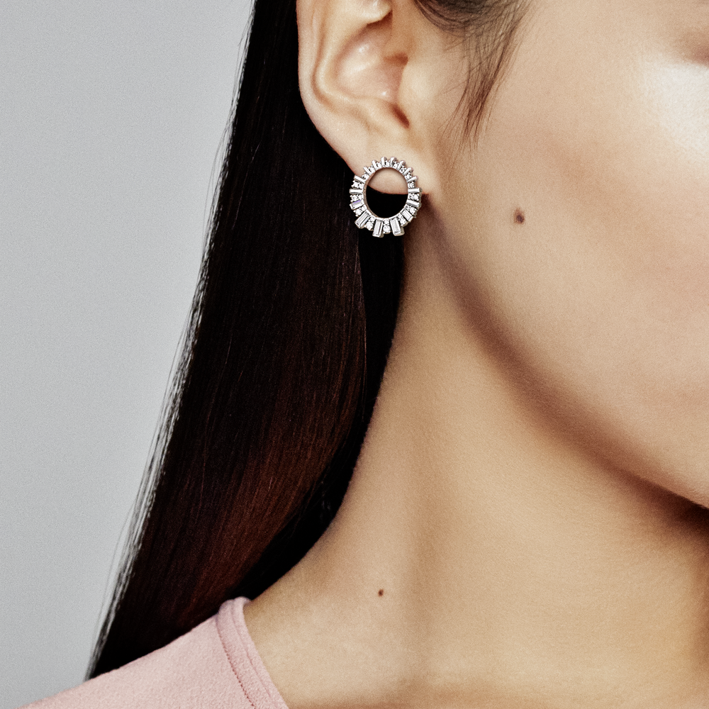 Ice cube silver earrings with CZ