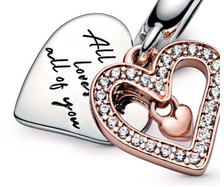 Heart 14k rose gold-plated and sterling silver dangle with CZ