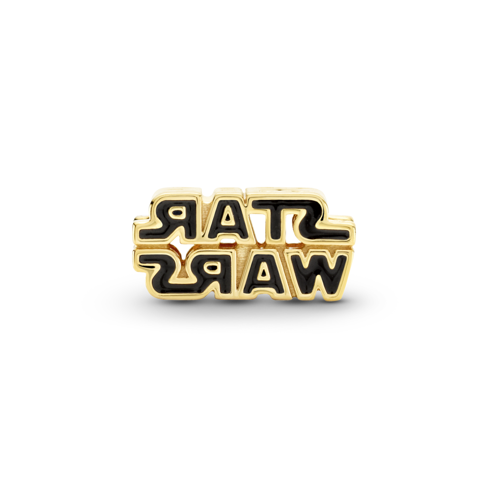 Star Wars logo 14k gold-plated charm with black enamel