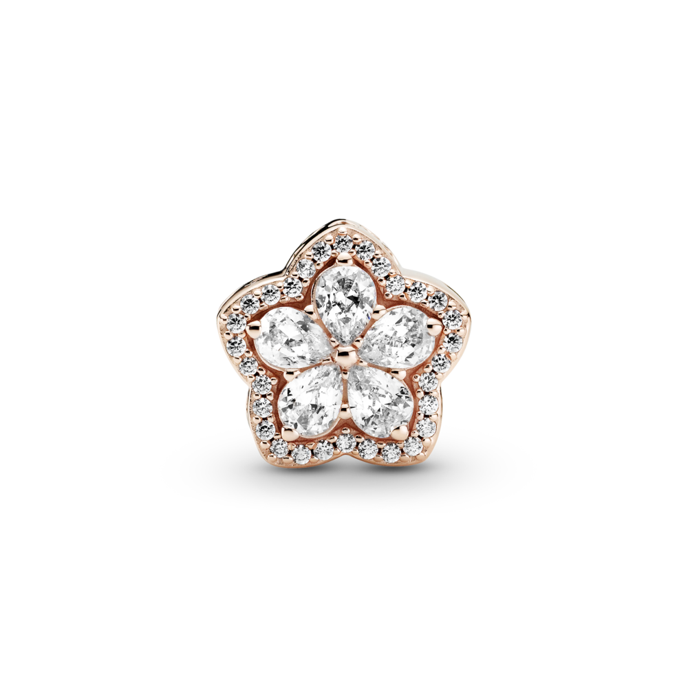 Snowflake 14k rose gold-plated charm with CZ