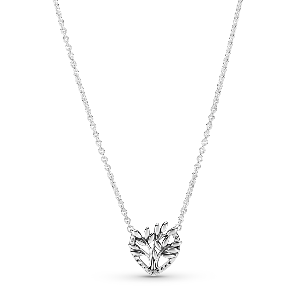 Family tree heart sterling silver collier with CZ
