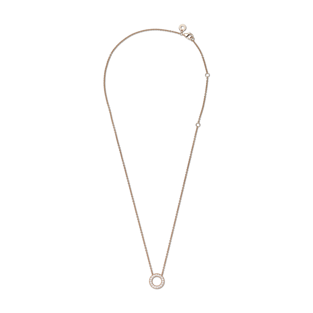 Pandora logo reversible 14k rose gold-plated collier with CZ