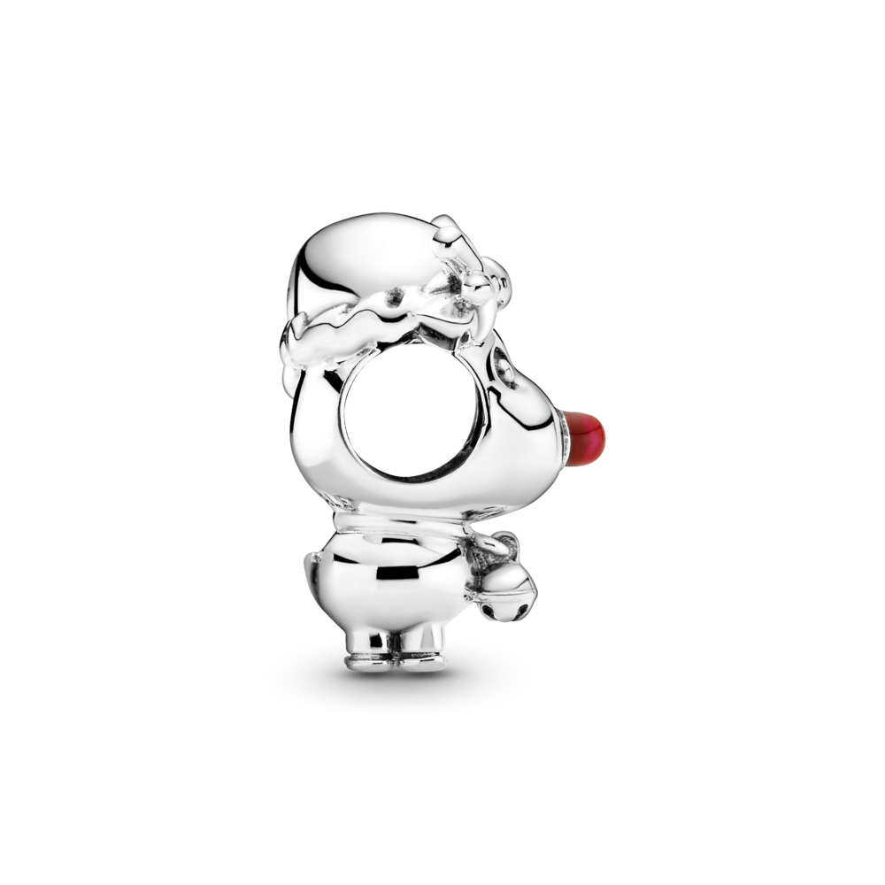 Rudolph the reindeer sterling silver charm with red enamel