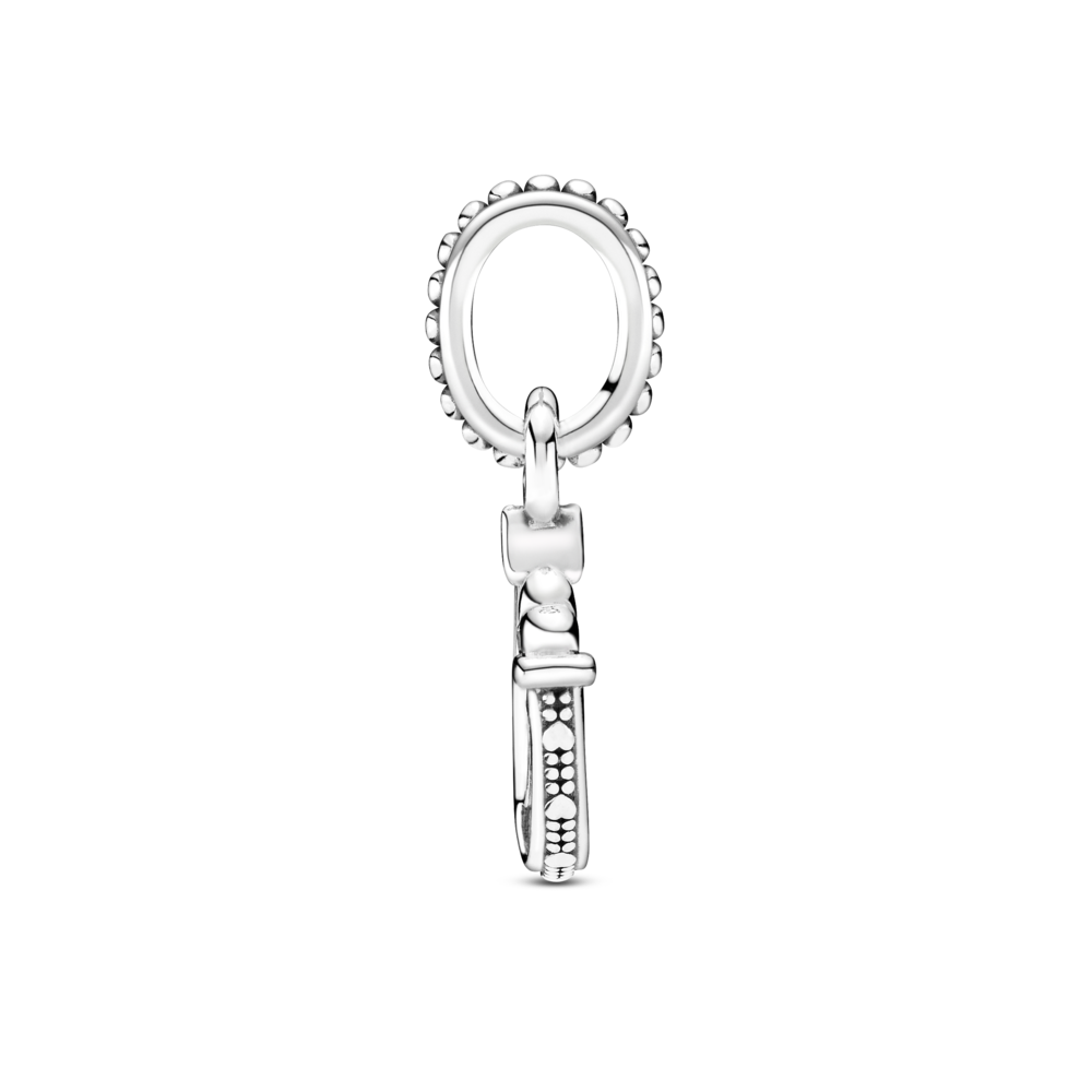 Horseshoe and heart sterling silver dangle with CZ