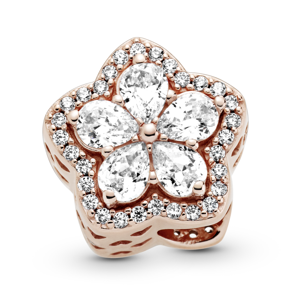 Snowflake 14k rose gold-plated charm with CZ