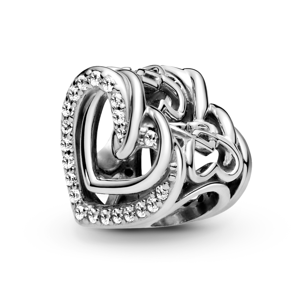 Heart sterling silver charm with CZ