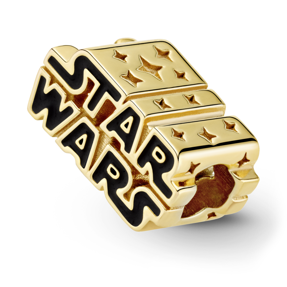 Star Wars logo 14k gold-plated charm with black enamel