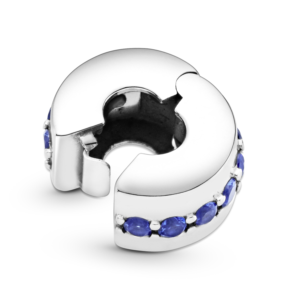 Sterling silver clip with stellar blue crystal