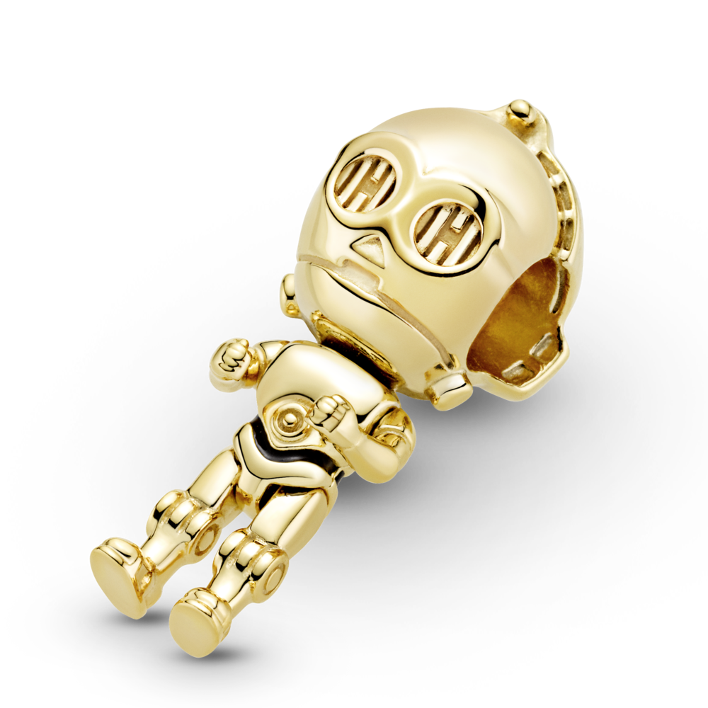Star Wars C3PO 14k gold-plated charm with black enamel