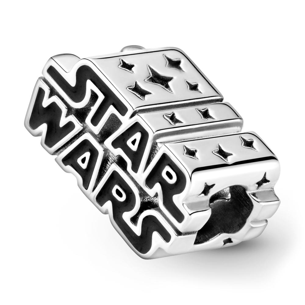 Star Wars logo sterling silver charm with black enamel