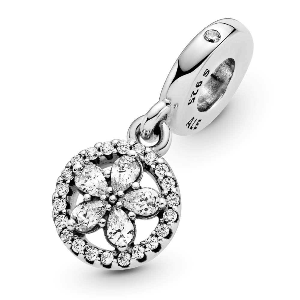 Snowflake sterling silver dangle with CZ