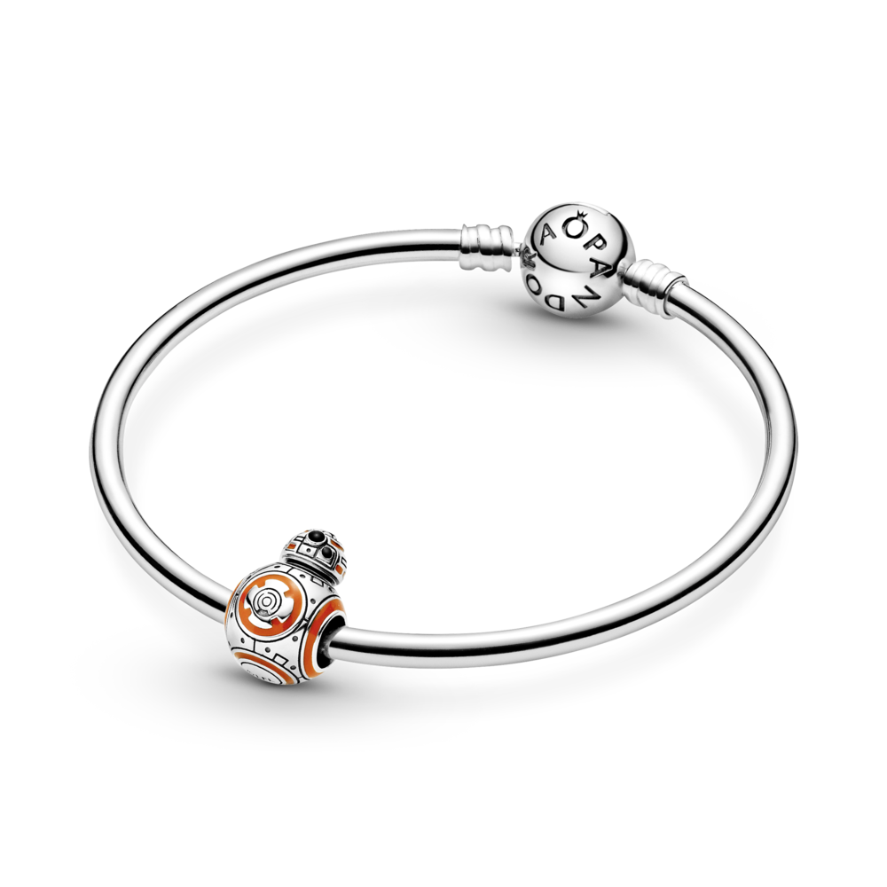 Star Wars BB8 sterling silver charm with orange and black enamel