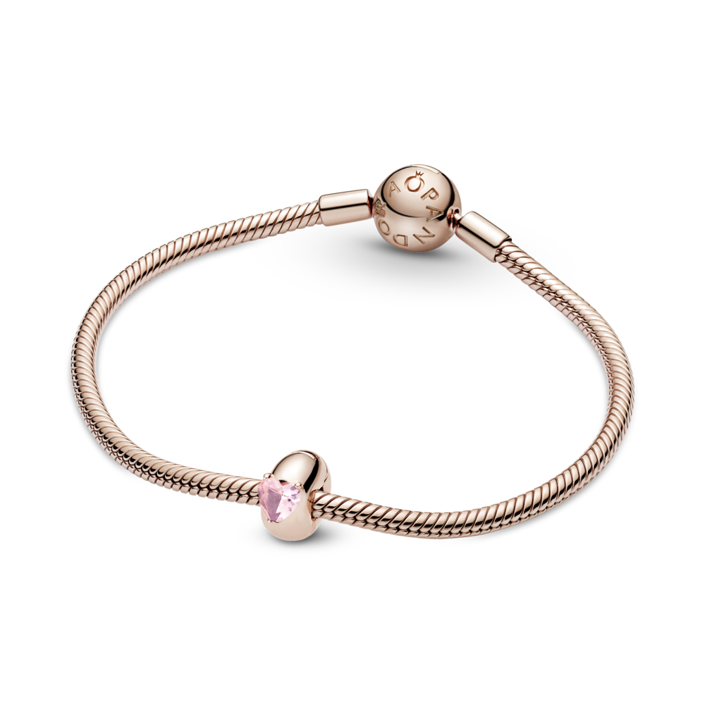 14k rose gold-plated clip with fairy tale pink crystal and silicone grip