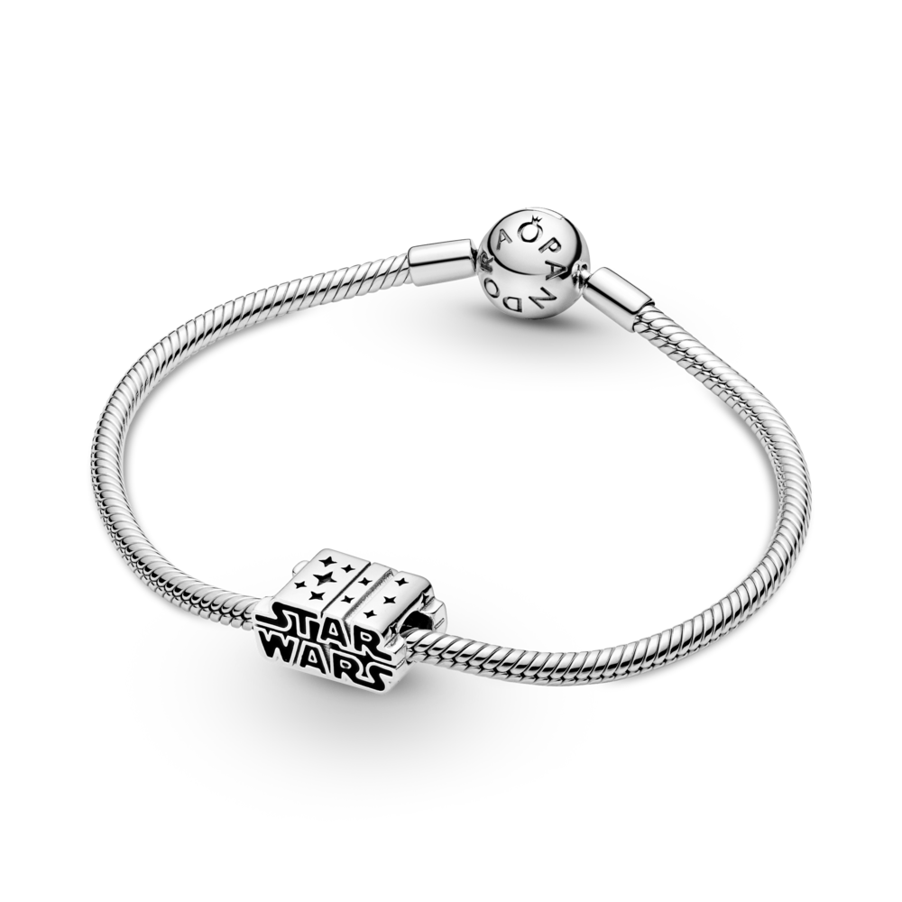 Star Wars logo sterling silver charm with black enamel
