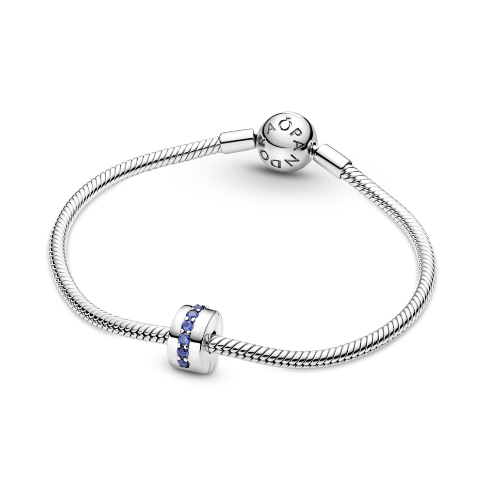 Sterling silver clip with stellar blue crystal