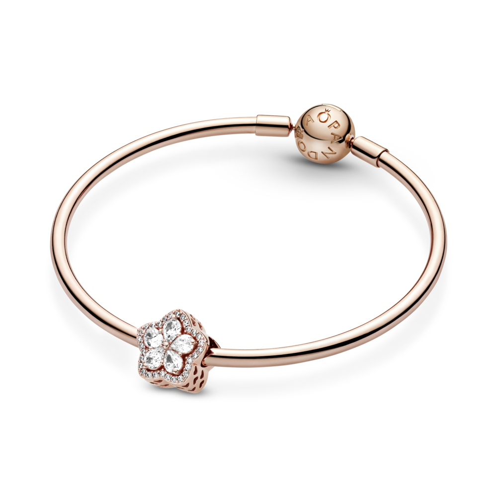 Snowflake 14k rose gold-plated charm with CZ