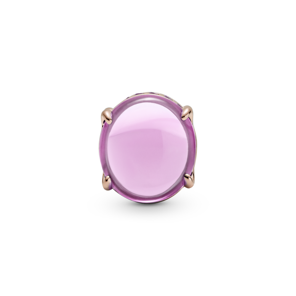14k rose gold-plated charm with synthetic pink sapphire and rosebloom pink crystal