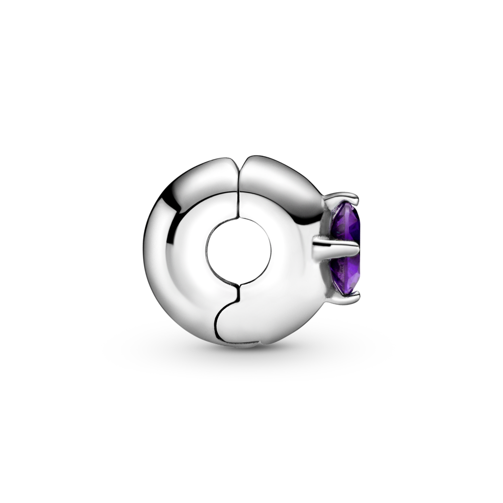 Sterling silver clip with royal purple crystal and silicone grip