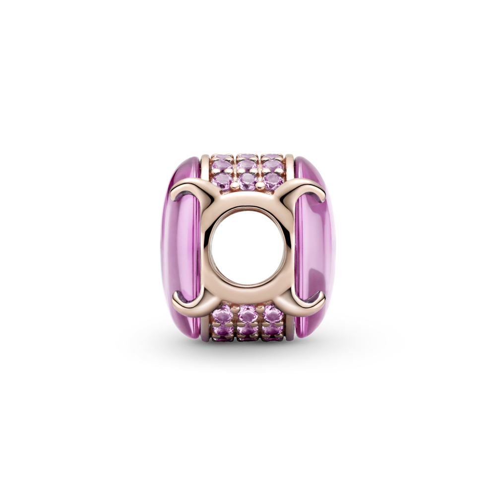 14k rose gold-plated charm with synthetic pink sapphire and rosebloom pink crystal