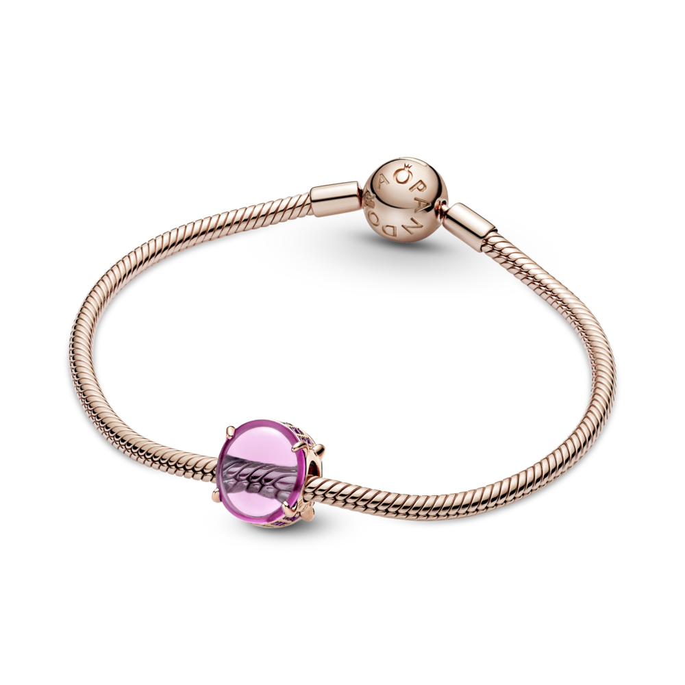 14k rose gold-plated charm with synthetic pink sapphire and rosebloom pink crystal