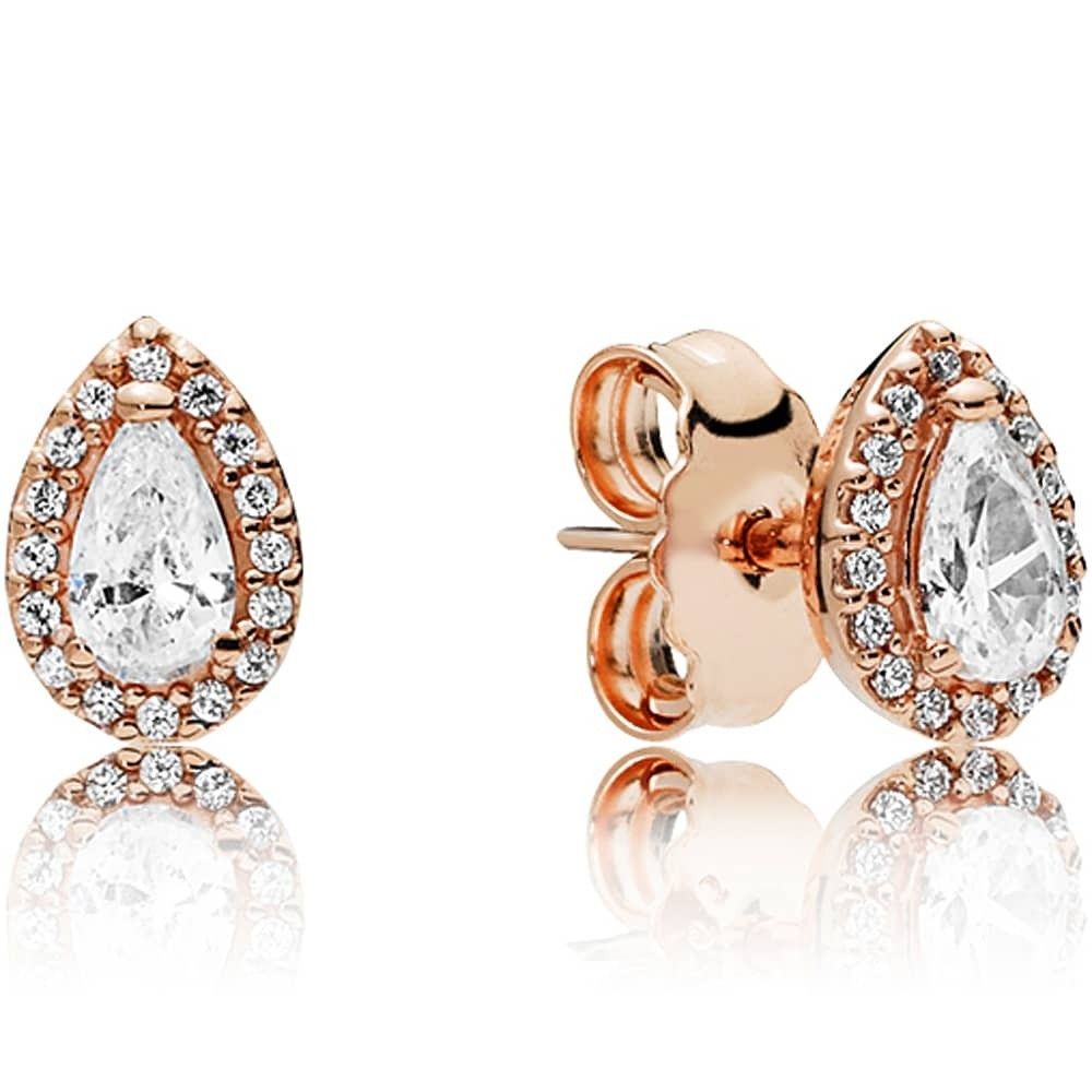 14k rose gold-plated stud earrings with CZ