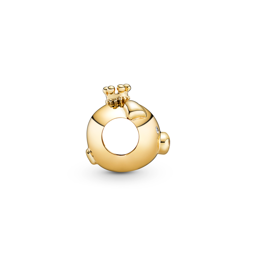 Chinese zodiac pig 14k gold-plated charm with CZ